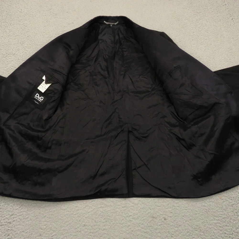 Dolce & Gabbana Blazer 42R Silk Woodgrain Print Tuxedo Jacket Black
